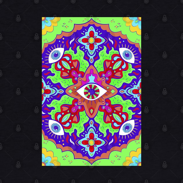 Trippy Hippie Groovy Pattern for iPhone or stickers design by laverdeden